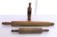 Vintage rolling pins and pepper grinder