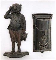 Ben Franklin cast iron door stopper and post box