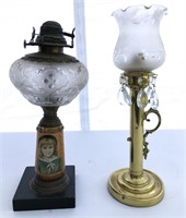 Two vintage lamps with glass globes