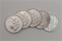 (5) 1896-P Morgan Silver Dollars - AU