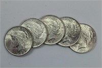 (5) 1923-P Peace Silver Dollars - MS60