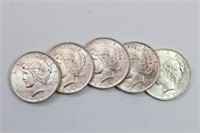 (5) 1923-P Peace Silver Dollars - MS60