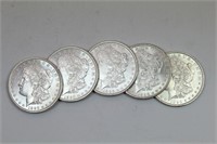 (5) 1896-P Morgan Silver Dollars - AU