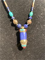 Southwest style necklace with turquoise and lapis