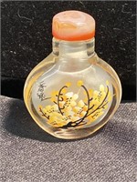 Snuff bottle, hand painted from the inside with a