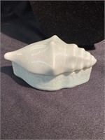 Ceramic seashell celadon trinket box 6 inches