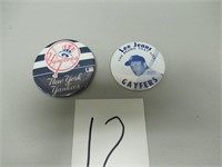 Mickey Mantle Pin and Yankees Pin (Lot of 2)