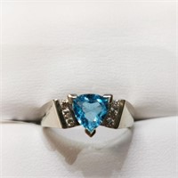 $3810 14K  Natural Blue Topaz(1ct) Diamond(0.06ct)