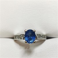 $7000 14K  Blue Sapphire(1.01ct) Diamond(0.5ct) Ri