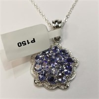 $600 Silver Tanzanite 18"(3ct) Necklace