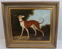 Whippet on Canvas (Oil) by Shipley-32"W x 28"H x