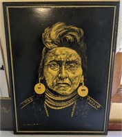 Framed print of Chief Joseph signed my artist M.