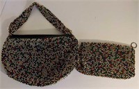 Vintage beaded cordé dot purse and clutch by