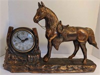 Vintage copper clad western horse mantle clock,