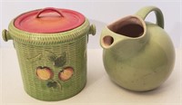 Redwing Pottery Pitcher and Unmarked Ceramic Jar