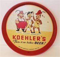 Koehler's Metal Advertising Tray, 12" diameter