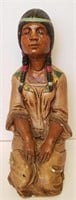 Plaster Native American Woman Figure, 14"T