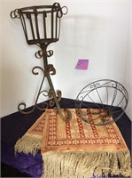 Woven rug and plant stand