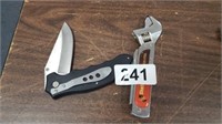 KNIFE AND ADJUSTABLE WRENCH