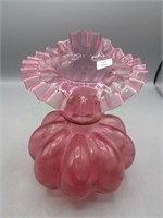 Beautiful vintage cranberry vase by Fenton