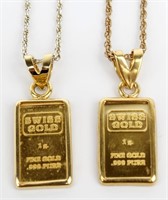 .999 PURE GOLD 1GRAM BARS IN STERLING SILVER CHAIN