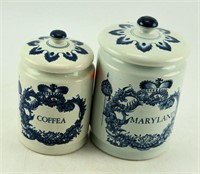 Lot #2973 - Pair of Delft jars reading “MARYLAND"