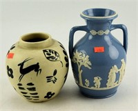 Lot #2978 - “Jasperware” English porcelain vase