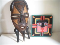 Carved Wall Mask & Wall Sculpture