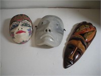 Paper Mache, Pearlite & Wood Carved Masks