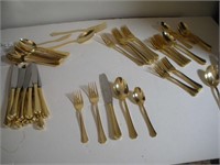 Gold Plate Flatware 5 Pc Place Set Service For 12