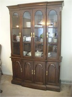 Ethan Allen Brown Cherry Lighted China Cabinet
