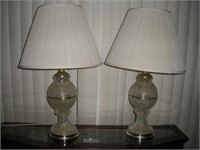 2 Crystal Table Lamps  28 Inches Tall