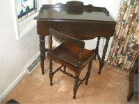Writing Desk With Chair  Drop Front  21x30x29