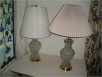 Pair Of Crystal Table Lamps  29 Inches Tall