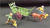 Vintage made in France lead figures and wagon