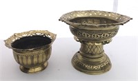 Large brass pedestal bowls
