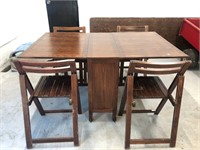 Vintage Drop Leaf Portable Table W/4 Chairs