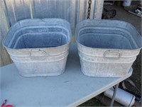 Galvanized Square Tubs, Lot of 2