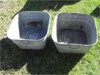 Galvanized Square Tubs, Lot of 2