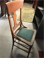 One Antique T-back wood dining chair
