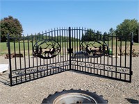 20' Wrought Iron Gate With Deer Image