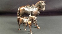2 Vintage Trophy Craft Heavy Bronze Horses