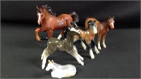 Lot of five porcelain horses 3 inch to 7 inch