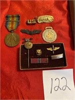 10 k gold pin and miscellaneous military pins