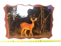 Shiny Wood Deer Picture with small clock not workn