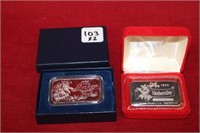 Lot of 2 mothers1oz troy bars .999 fine silver