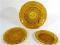 Vintage Tiara Amber Glass Plates (3)
