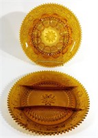 Vintage Tiara Sandwich Amber Platters (2)