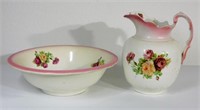 Vintage Ceramic Pitcher & Wash Basin