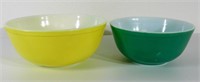 Vintage Pyrex Yellow & Green Bowls, 403 & 404